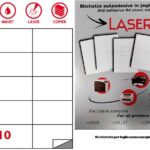 Scatola 100 fogli Etichette 105x59 adesive bianche universali, 105x59 mm senza margini, DIN A4, stampabili con tecnologia laser ink-jet, anche per fotocopiatrici
